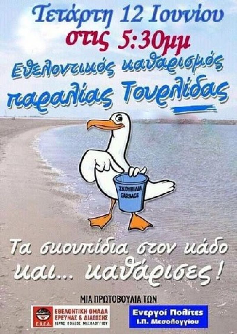 Εθελοντικός καθαρισμός στην Τουρλίδα (Τετ 12/6/2019 17:30)