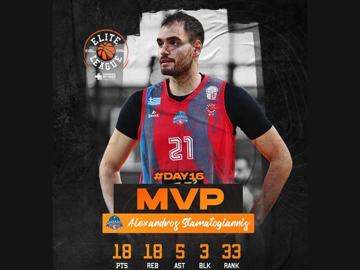 Elite League: MVP της 16ης αγωνιστικής ο Σταματογιάννης του Χ. Τρικούπη