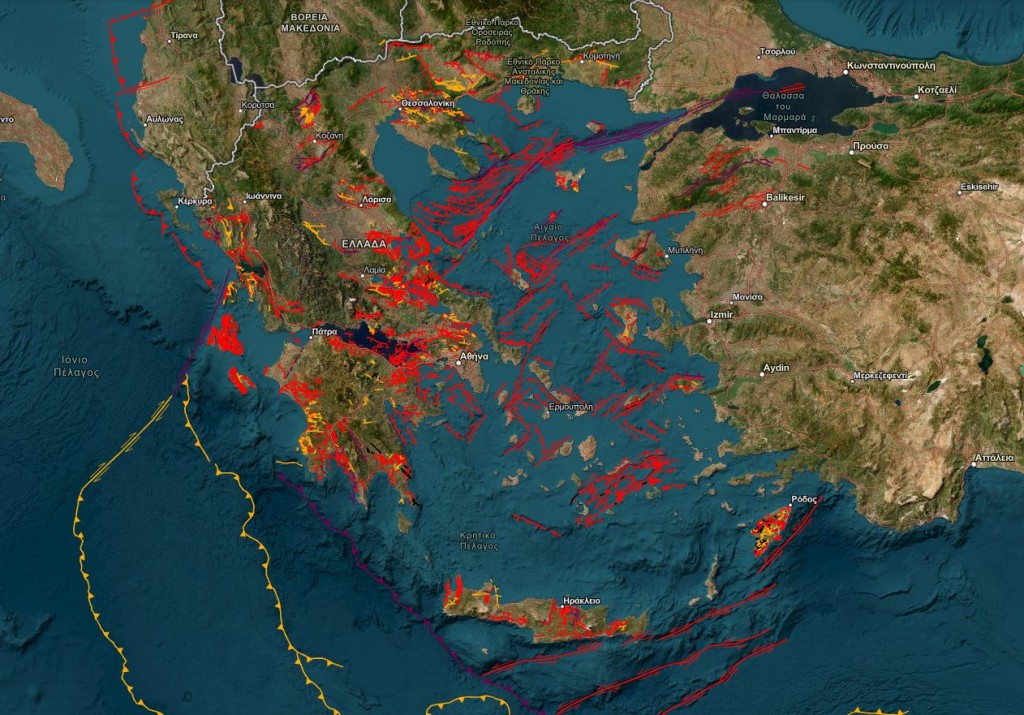 Ο χάρτης με τα ενεργά σεισμικά ρήγματα έχει πολλή... Αιτωλοακαρνανία!