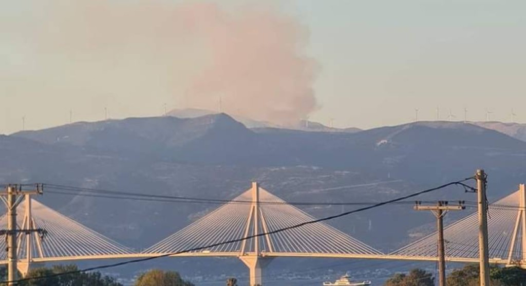 Φωτιά στον Παλαιόπυργο Ναυπακτίας - Ρίψεις και από αέρος, φαίνεται από την Πάτρα η πυρκαγιά