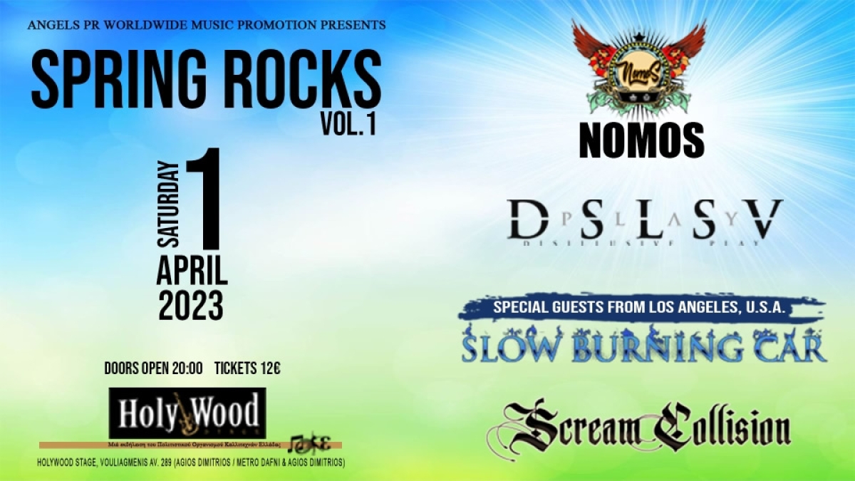 Αngels PR presents, SPRING ROCKS vol.1 – Σάββατο 1 Απριλίου @ Holywood stage