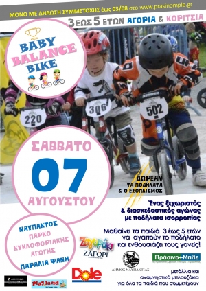 BABY BALANCE BIKE:  Ένας ξεχωριστός ποδηλατικός “αγώνας” στην Ναύπακτο (Σαβ 7/8/2021
