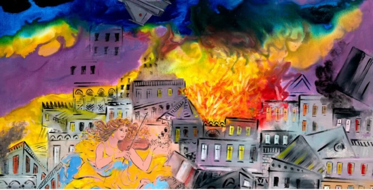 Το καθηλωτικό έργο του Aιτωλοακαρνάνα ζωγράφου Γιώργου Σταθόπουλου για τη φρίκη του πολέμου στην Ουκρανία