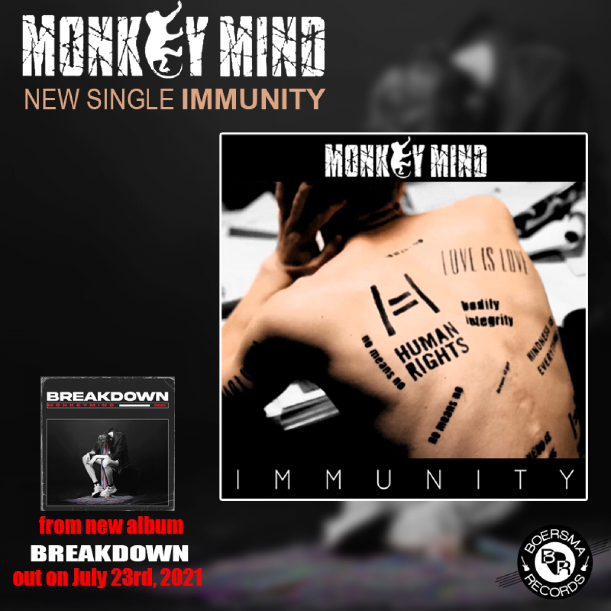 MONKEY MIND – νέο single “Immunity (I&#039;ll never go under)” από το άλμπουμ “Breakdown”