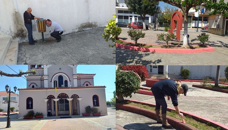 Εθελοντική δράση καθαριότητας στην πλατεία και την εκκλησία του Αγίου Νικολάου στα Καλύβια Αγρινίου