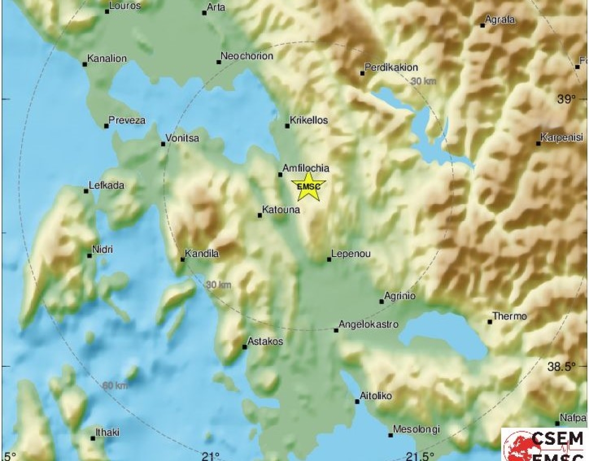 «Κουνήθηκε» η Αιτωλοακαρνανία από σεισμό με επίκεντρο στην Αμφιλοχία
