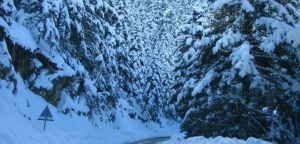 Ο δρόμος προς το Προυσό κατάλευκος από το χιόνι